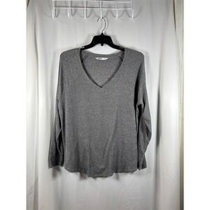 Sonoma Goods For Life Womens XXL Gray Ribbed V-Neck Raglan Long Sleeve Top